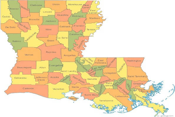 Oficinas de desempleo en Louisiana mapa